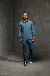 Malelions Men Patch Polo Sweater | Blue Slate