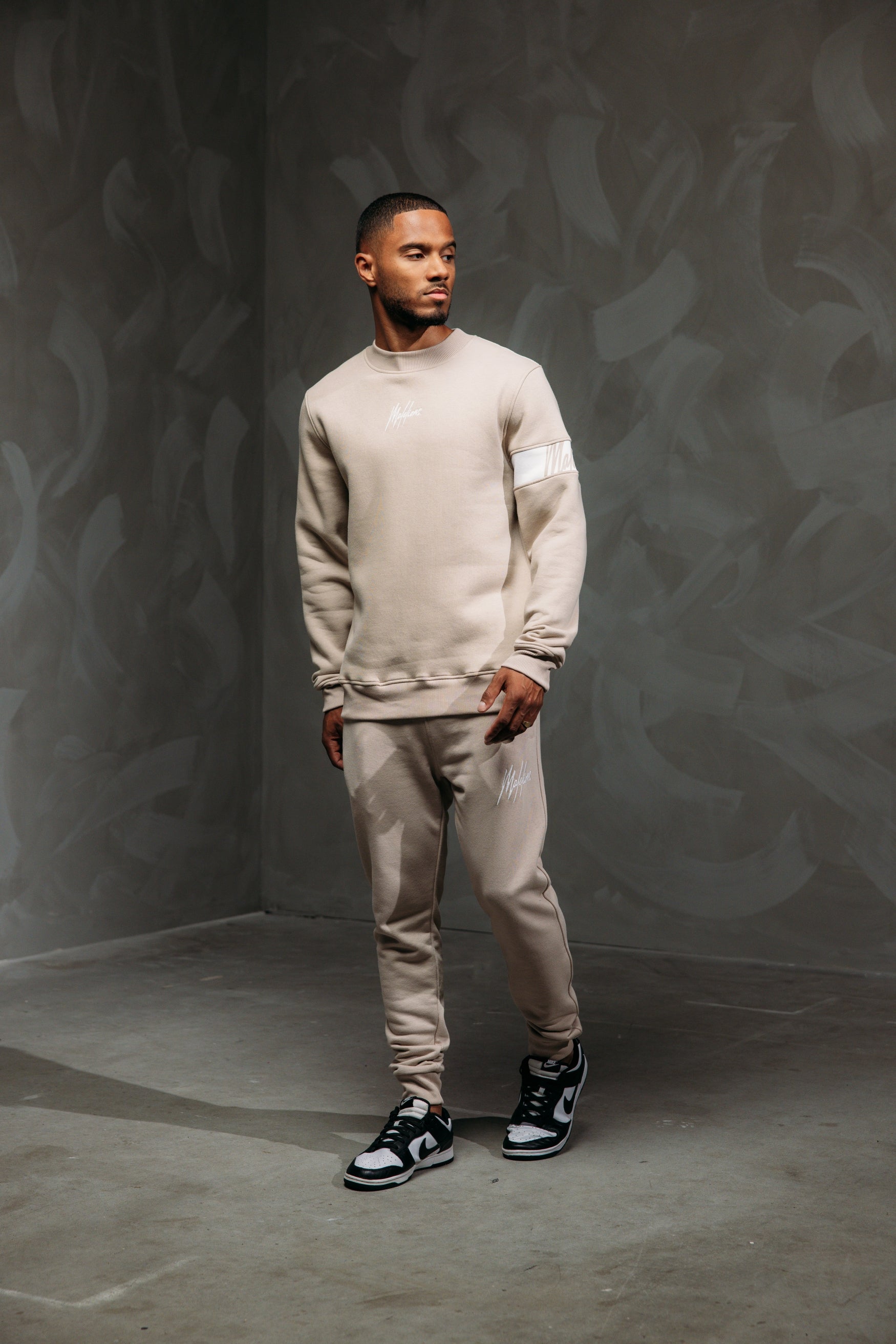 Malelions Men Captain Sweater 2.0 | Taupe/White