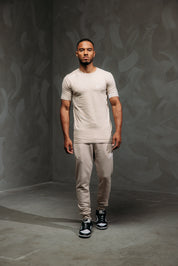 Malelions Men Captain T-Shirt 2.0 | Taupe/White