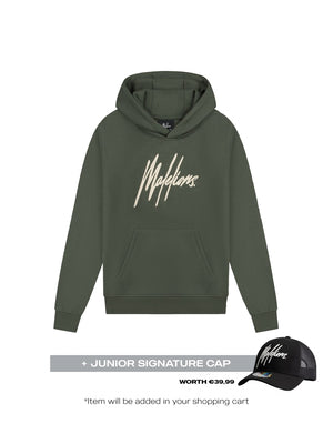 Malelions Junior Essentials Hoodie | Army/Off white