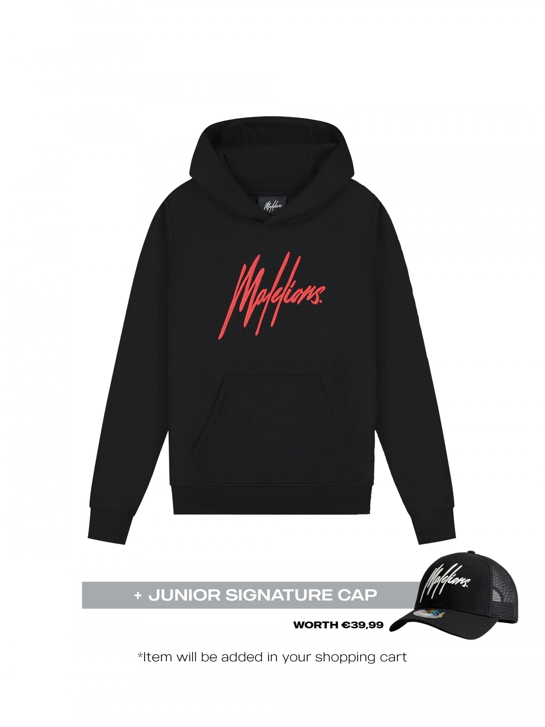  Malelions Junior Essentials Hoodie | Black/Red