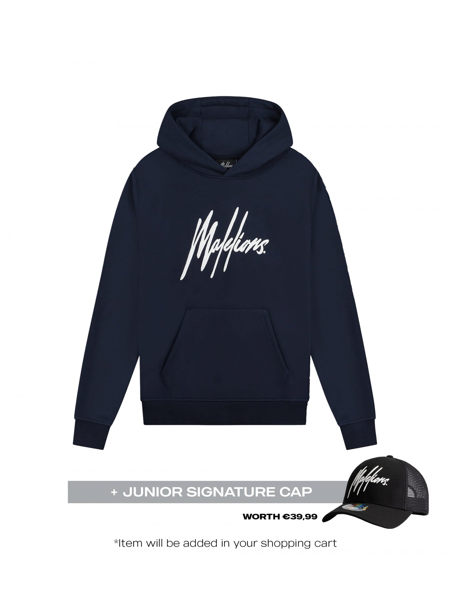  Malelions Junior Essentials Hoodie | Navy/White