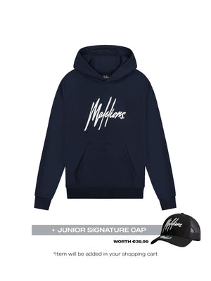 Malelions Junior Essentials Hoodie | Navy/White