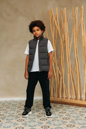 Malelions Junior Matt Crinkle Padded Vest | Anthracite