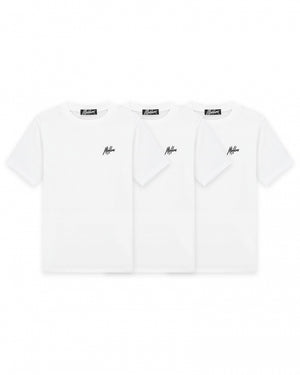 Malelions Men Signature T-Shirt 3-Pack | White/White/White