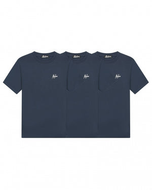 Malelions Men Signature T-Shirt 3-Pack | Navy/Navy/Navy