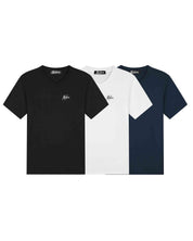 Malelions Men Signature V-Neck T-Shirt 3-Pack | Black/White/Navy