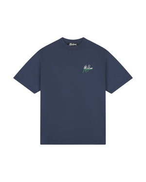 Malelions Men Oversized Split T-Shirt | Navy/Green