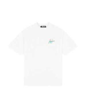 Malelions Men Oversized Split T-Shirt | White/Turquoise