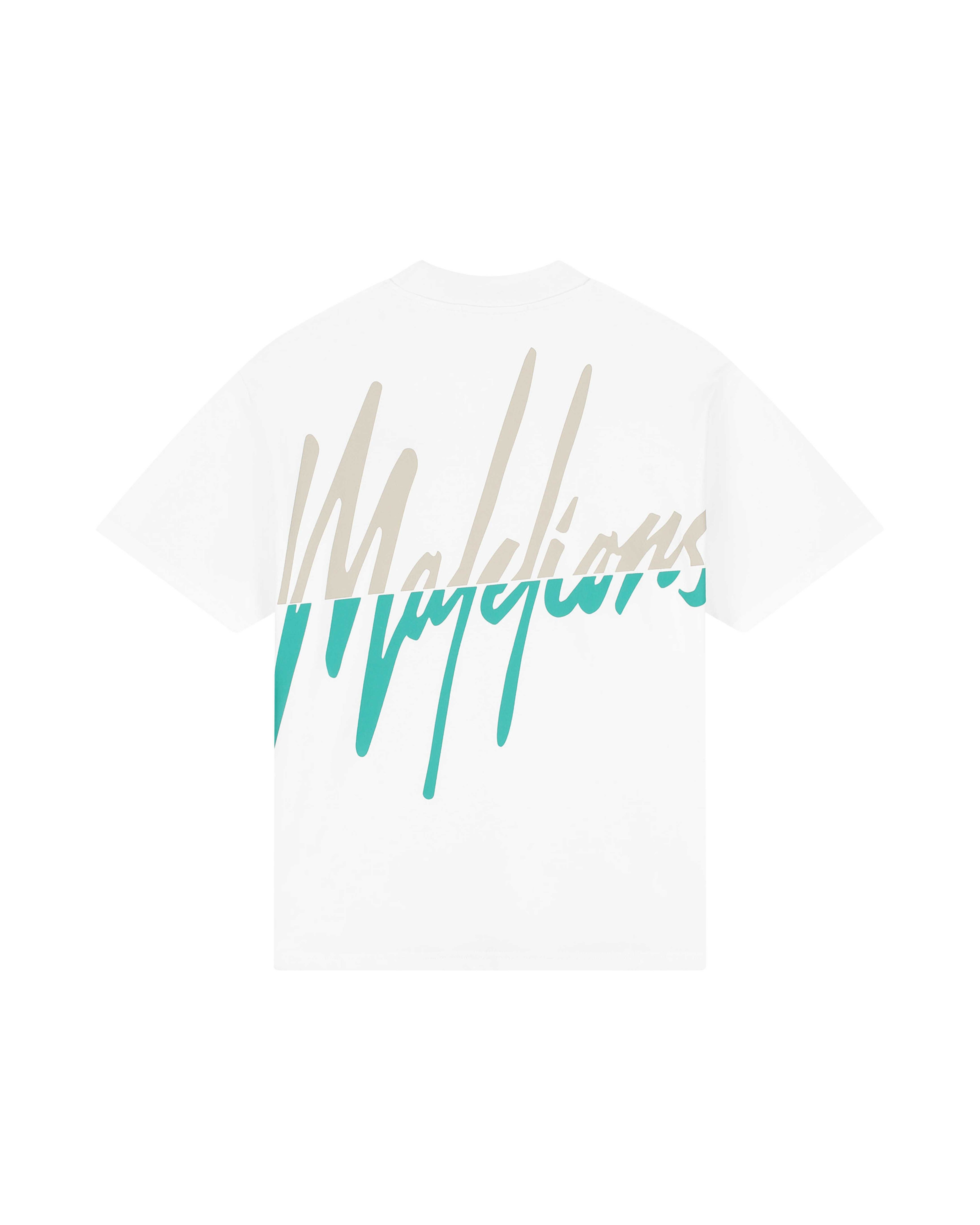 Malelions Men Oversized Split T-Shirt | White/Turquoise