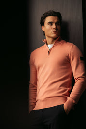 Malelions Men Knitted Quarter Zip | Coral