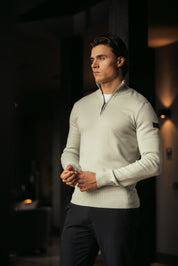 Malelions Men Knitted Quarter Zip | Pale Aqua