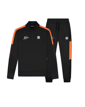 Malelions Sport Transfer Quarter Zip Tracksuit | Black/Orange