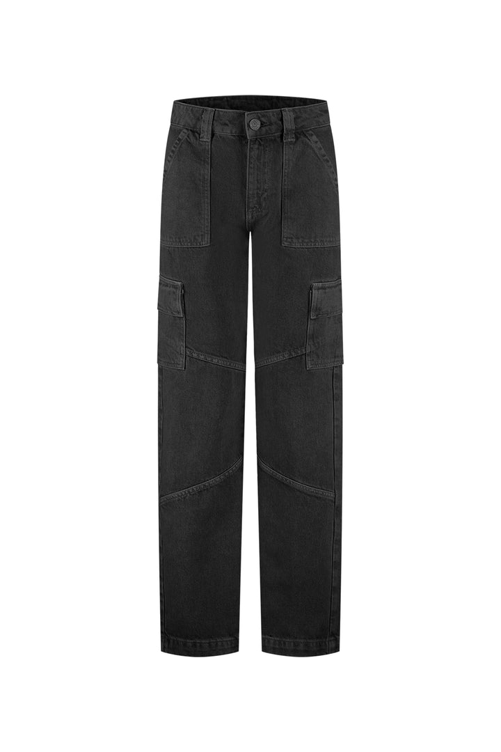 Malelions_Women_Straight_Leg_Cargo_Pants_Black_Front.jpg
