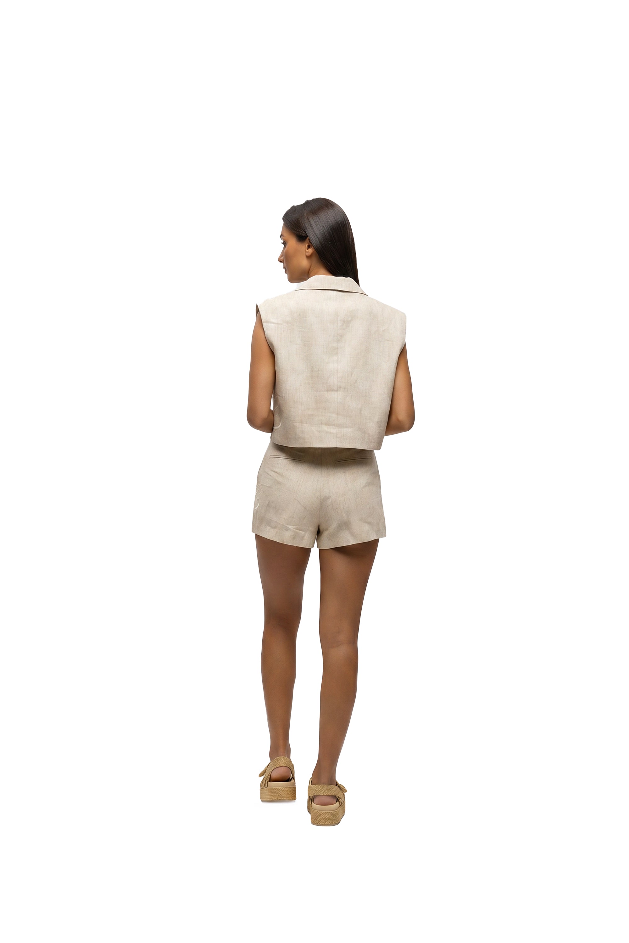 Malelions Women Linen Emblem Skort | Beige