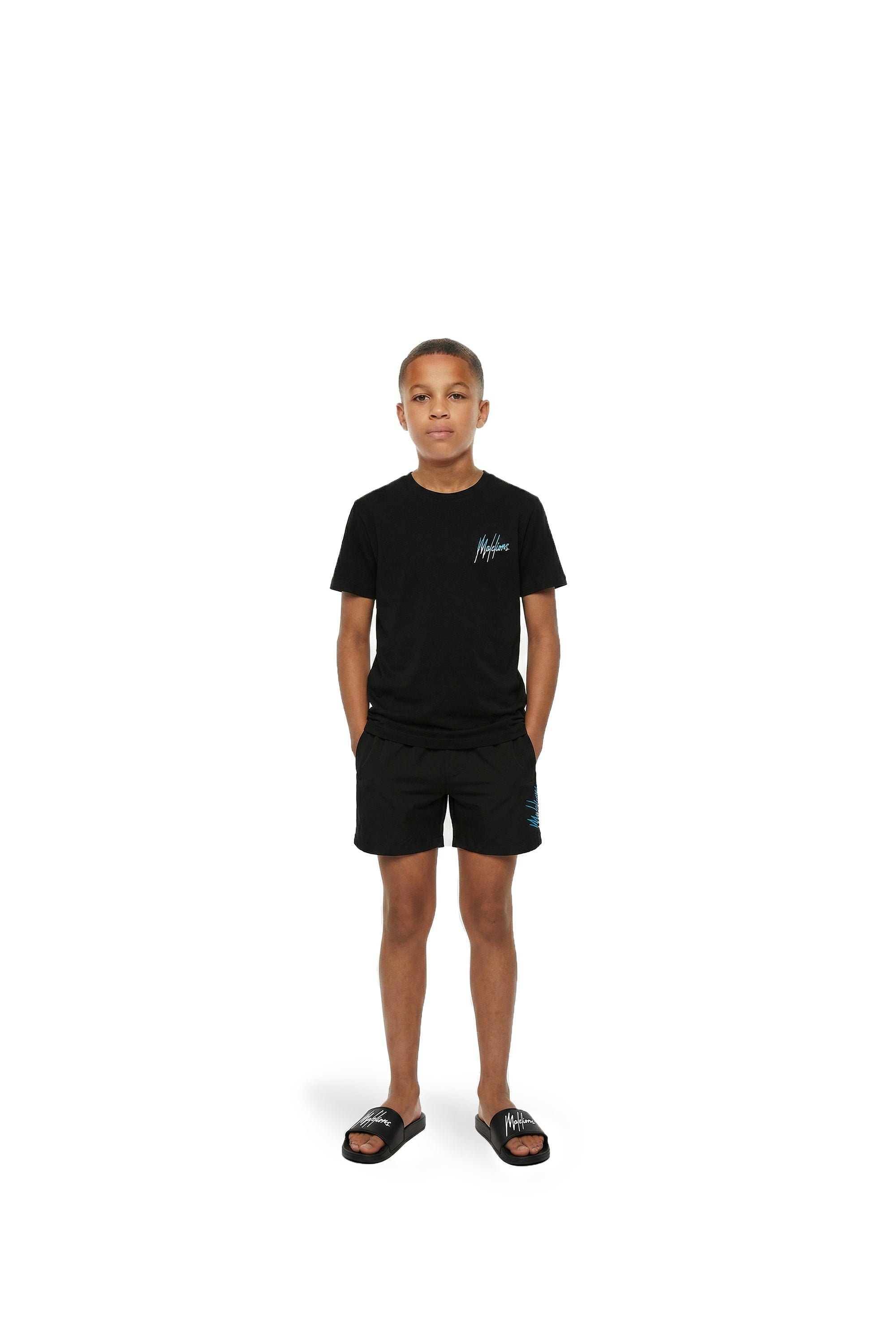 Malelions Junior Split Swim Shorts | Black/Blue