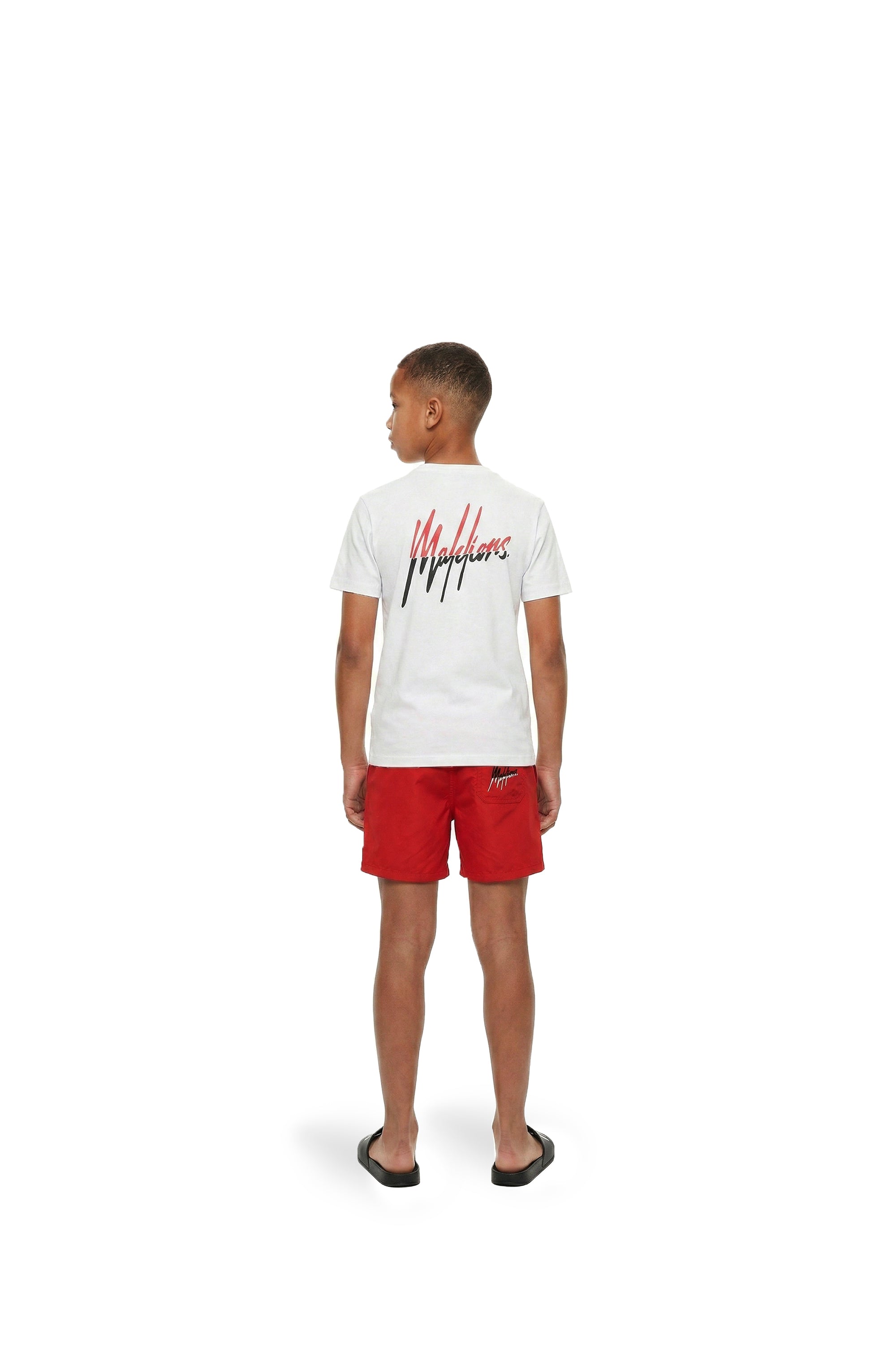 Malelions Junior Split Swim Shorts | Red/White