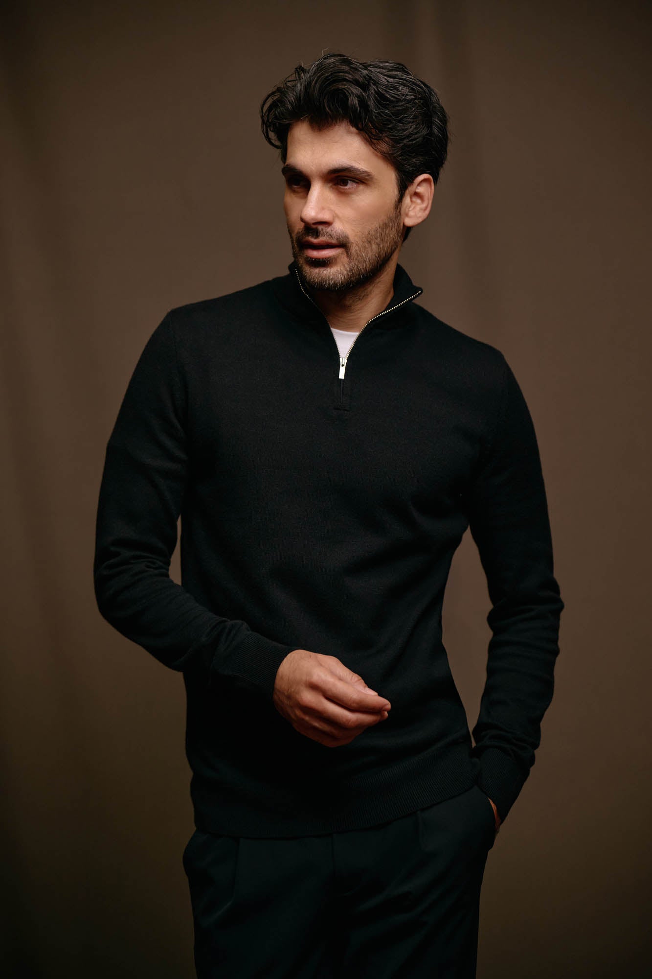 Malelions Premium Merino Half Zip | Black
