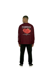 Malelions Men Raspberry Longsleeve T-Shirt | Burgundy