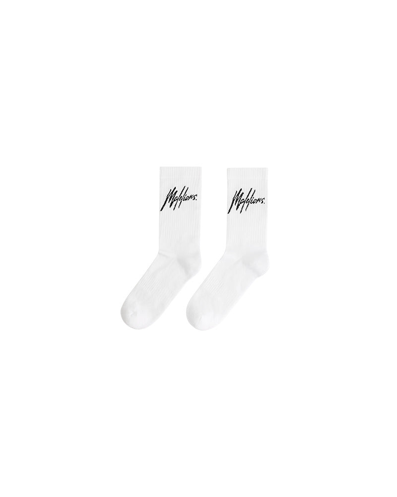 Malelions Signature Socks 2-Pack | White/Black