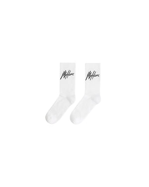 Malelions Signature Socks 2-Pack | White/Black