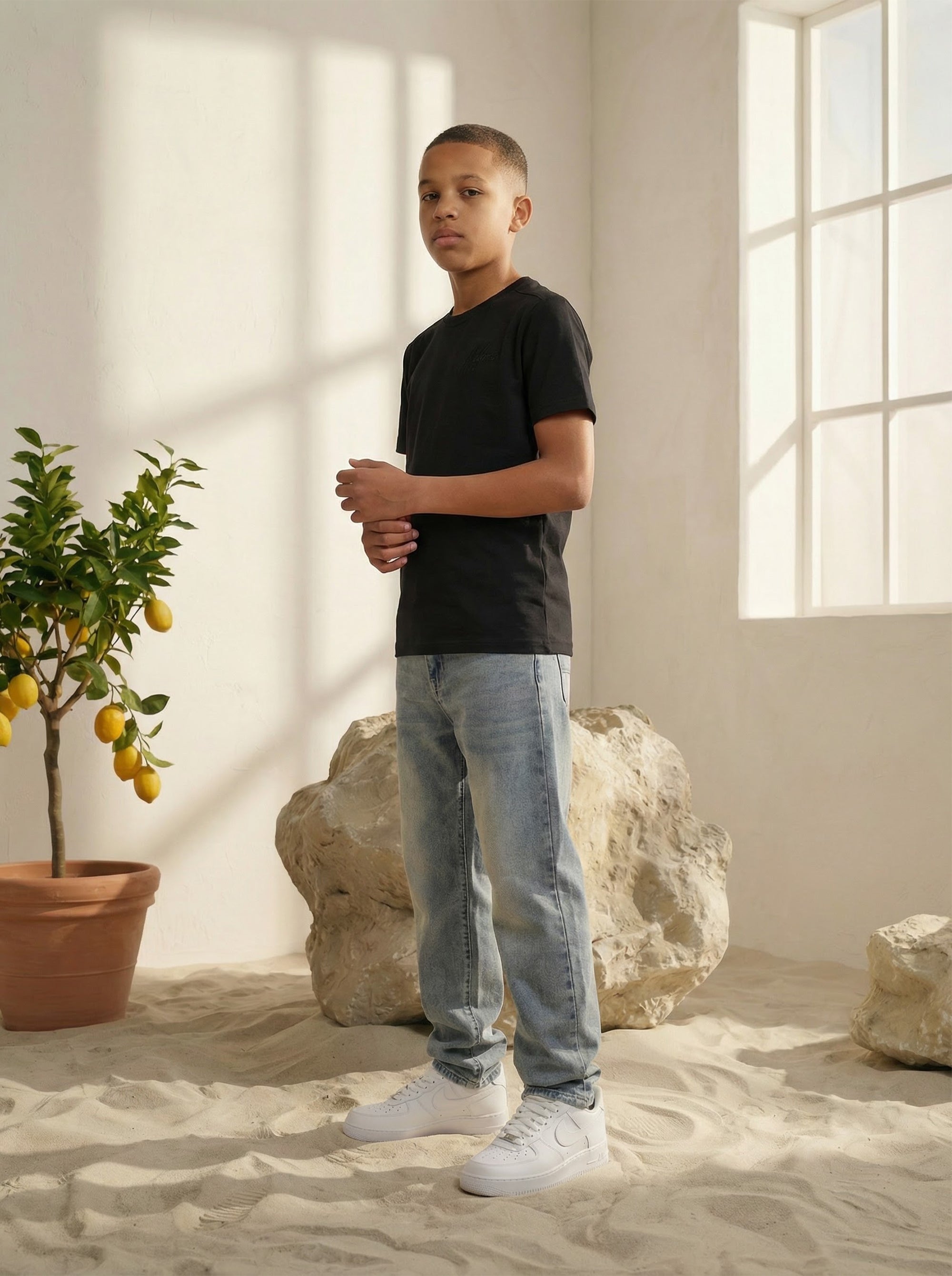 Malelions Junior Relaxed Interlock T-Shirt | Black