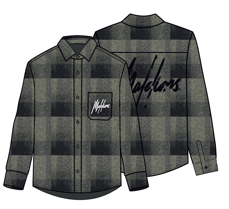  Malelions Junior Signature Damaged Flannel | Army/Black