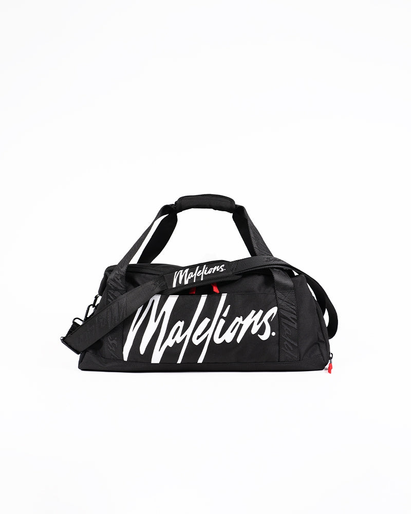 Malelions Sport Signature Duffle Bag | Black/White