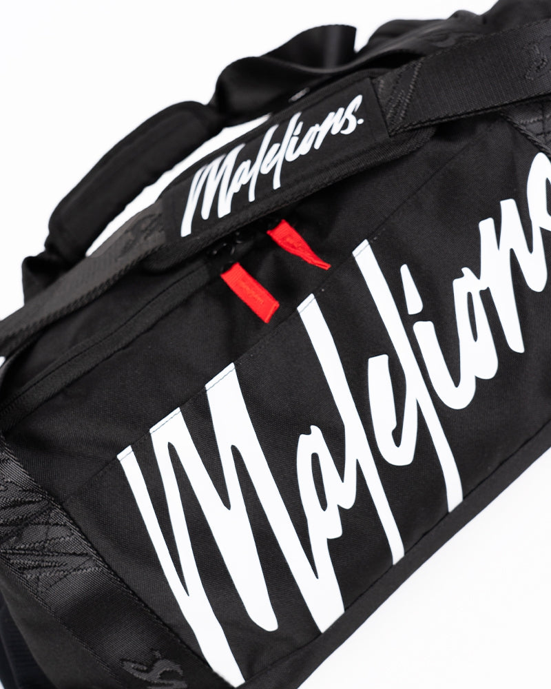 Malelions Sport Signature Duffle Bag | Black/White