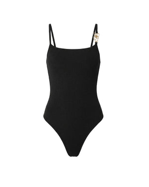 Malelions Women Knitted Charm Emblem Bodysuit | Black