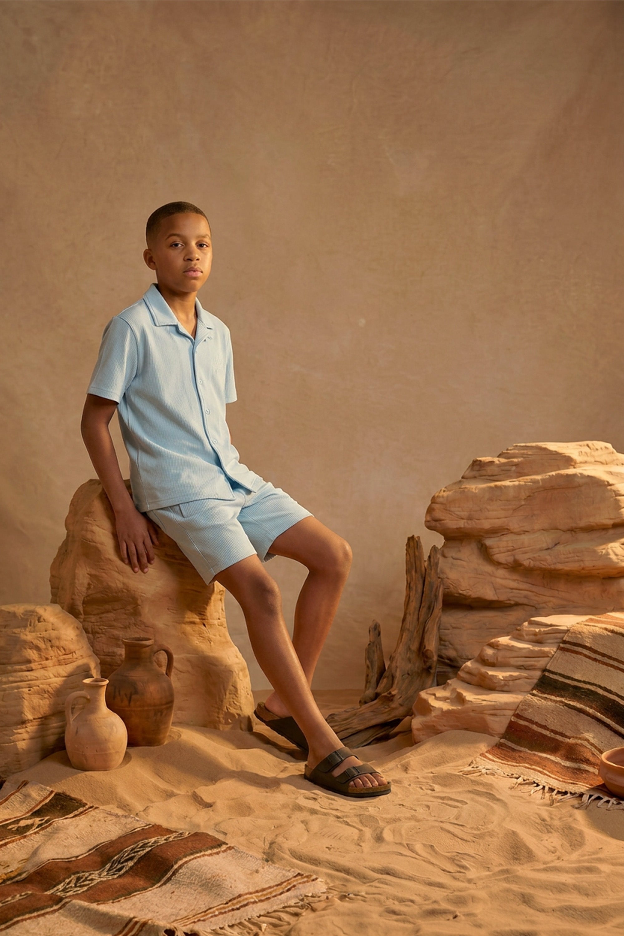 Malelions Junior Horizon Ribbed Shirt | Light Blue