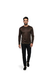 Malelions Premium Mercerized Cotton Longsleeve T-Shirt | Dark Brown