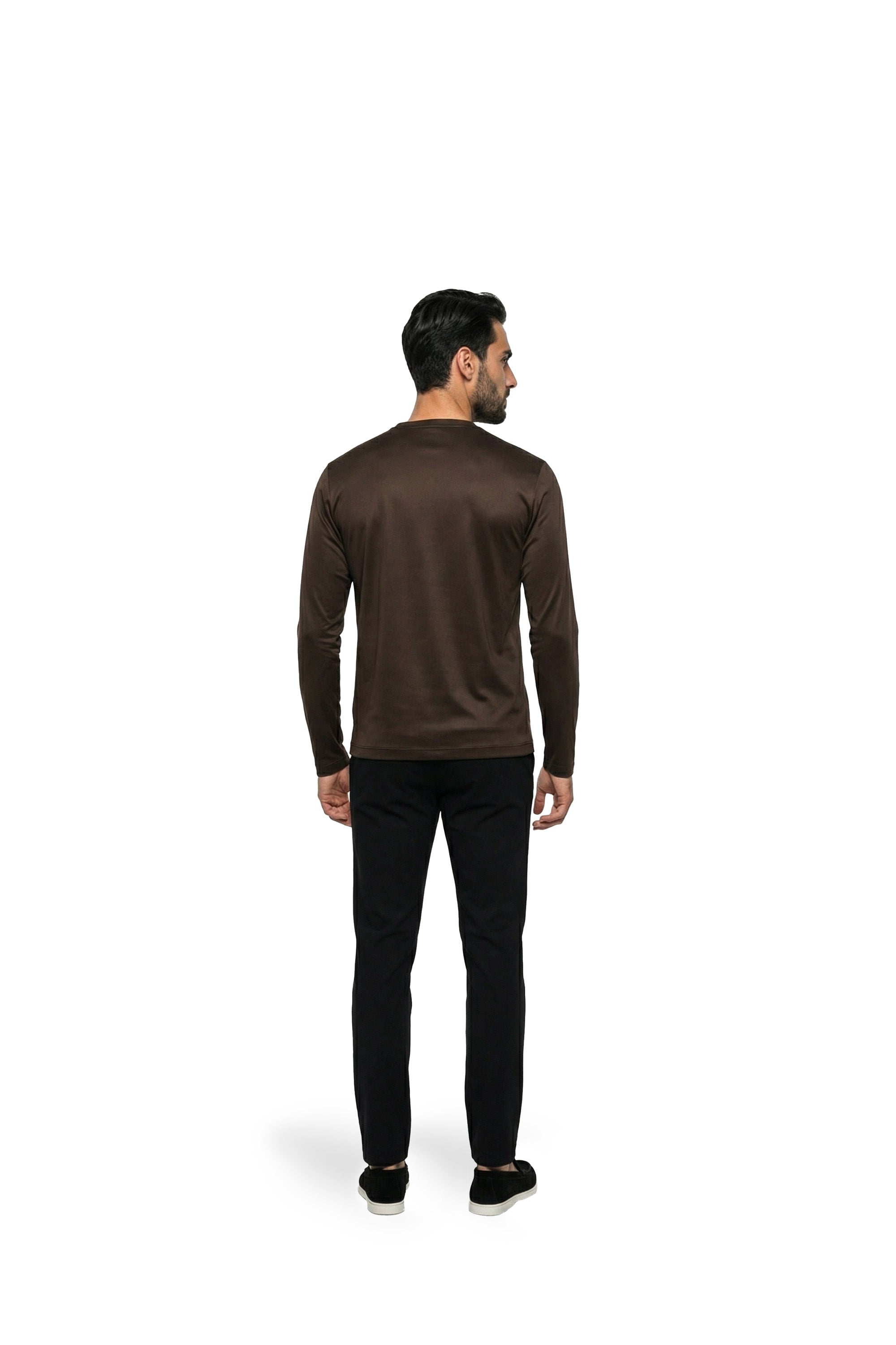 Malelions Premium Mercerized Cotton Longsleeve T-Shirt | Dark Brown