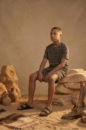 Malelions Junior Jacquard Wavy Towelling T-Shirt | Dark Brown