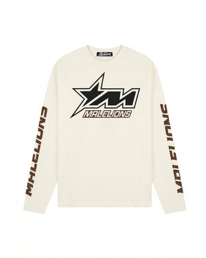 Malelions Men Motocross Longsleeve T-Shirt | Off-White