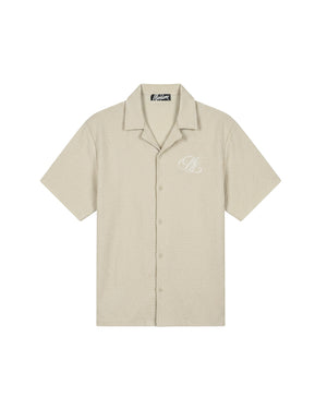 Malelions Men Diagonal Seersucker Shirt | Light Beige