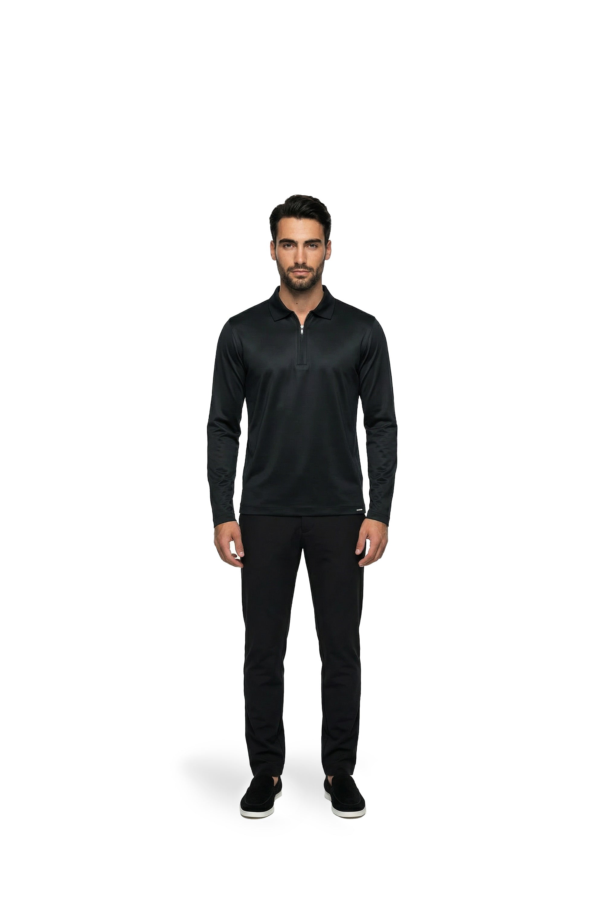 Malelions Premium Mercerized Cotton Longsleeve Polo | Black
