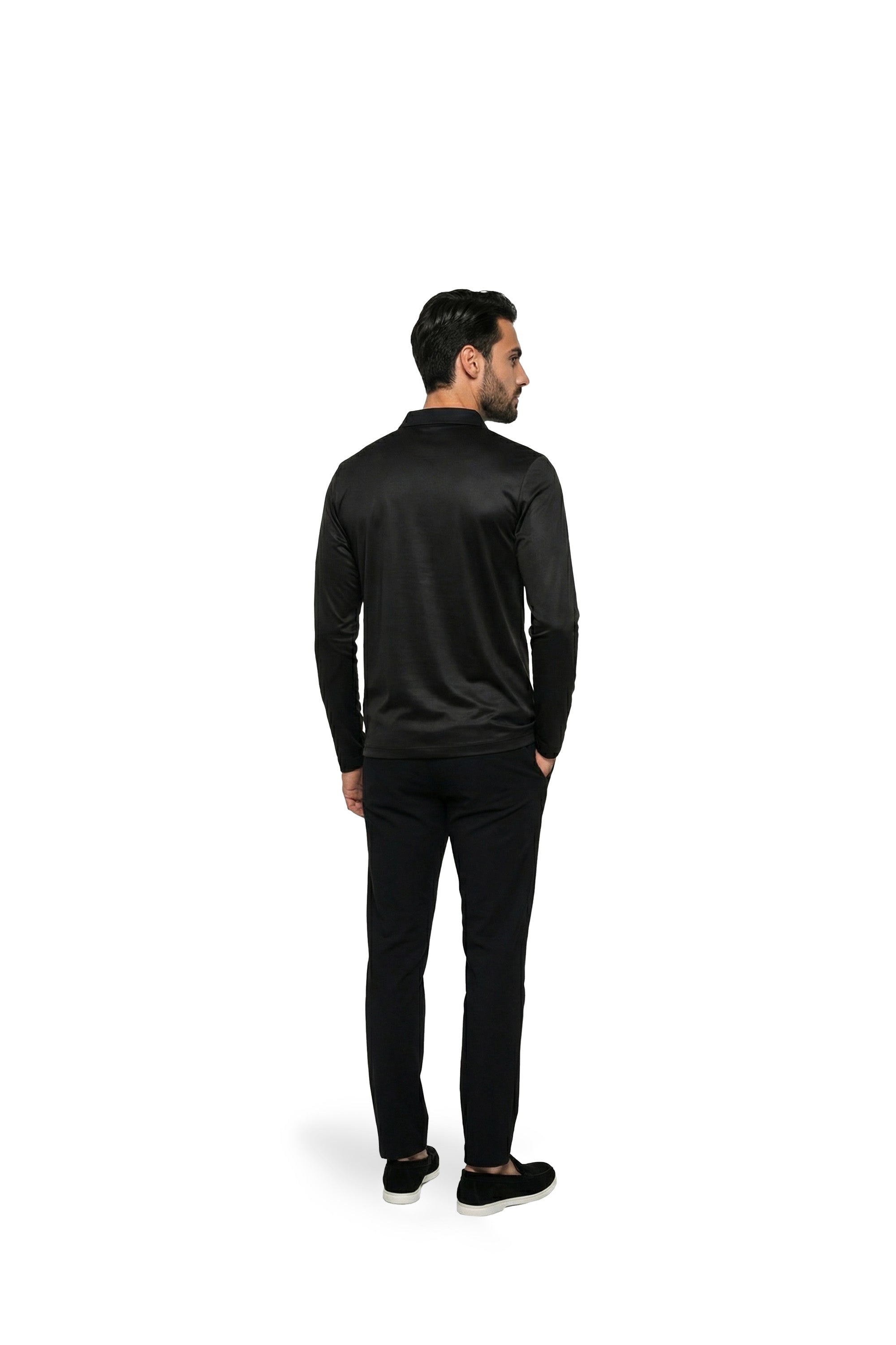 Malelions Premium Mercerized Cotton Longsleeve Polo | Black