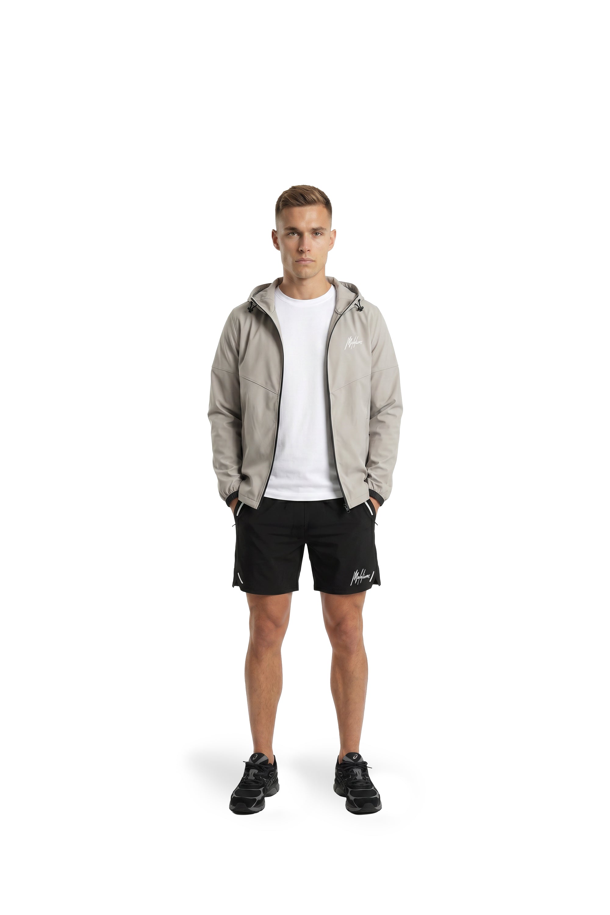 Malelions Sport Deuce Hooded Zip Jacket | Beige