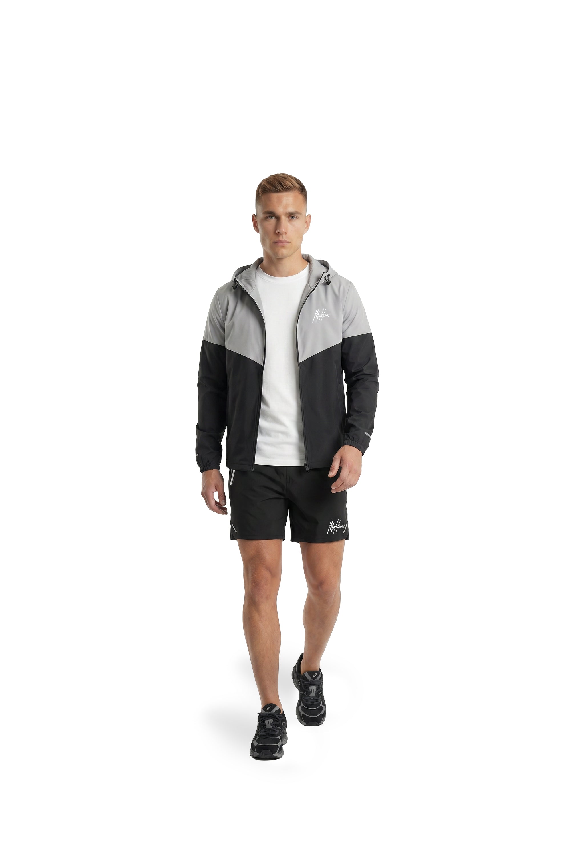 Malelions Sport Deuce Hooded Zip Jacket | Black/Light Grey