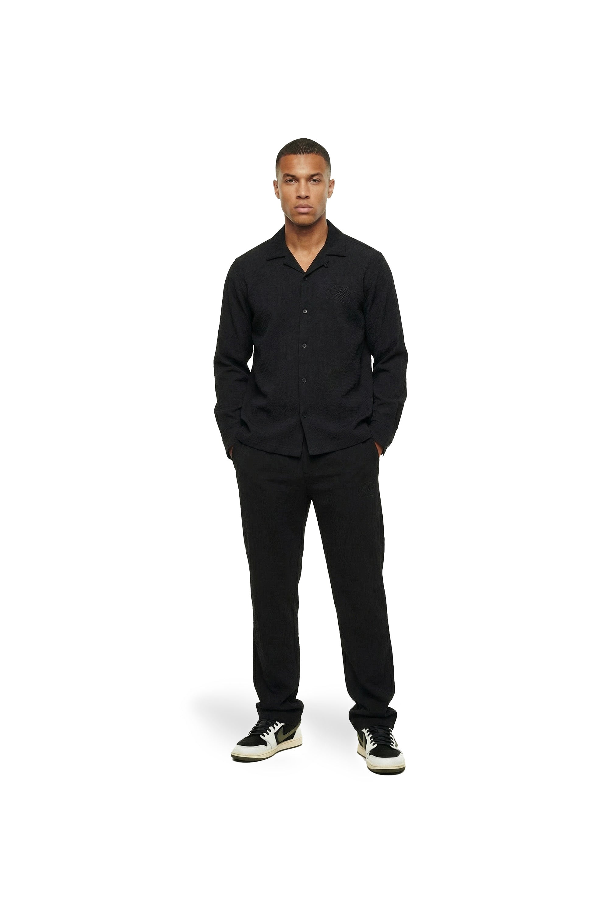 Malelions Men Emblem Seersucker Pants | Black