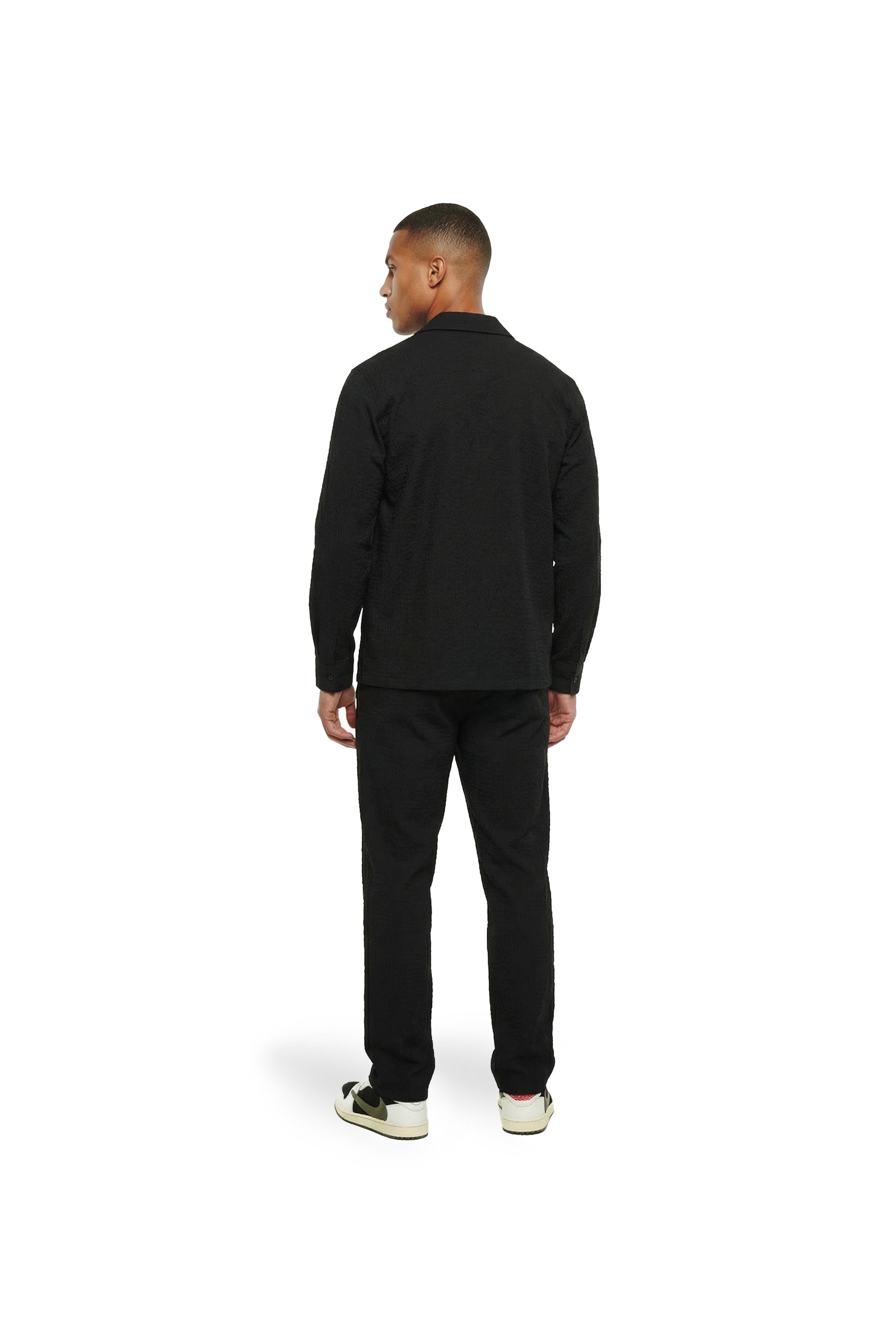 Malelions Men Emblem Seersucker Longsleeve Shirt | Black