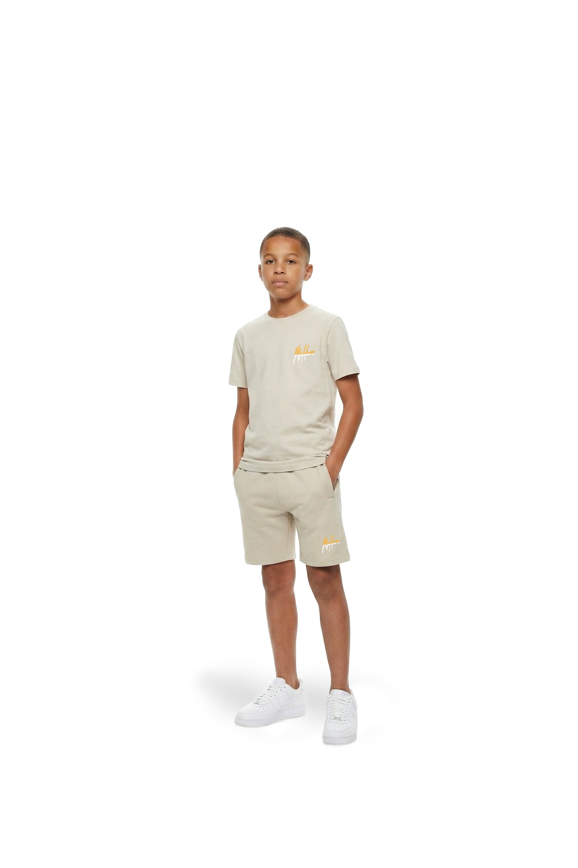 Malelions Junior Split Shorts | Beige/Orange