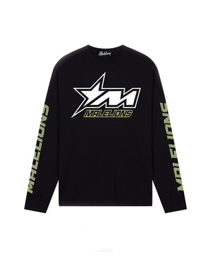 Malelions Men Motocross Longsleeve T-Shirt | Black