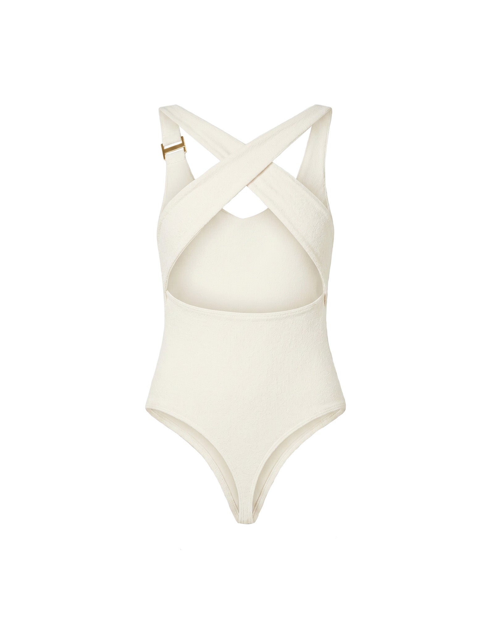 Malelions Women Cross Back Bouclé Bodysuit | Off-White
