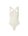  Malelions Women Cross Back Bouclé Bodysuit | Off-White