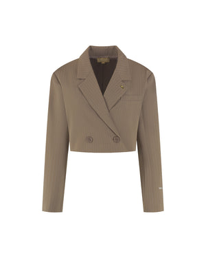 Malelions Women Cropped Pinstripe Blazer | Sand