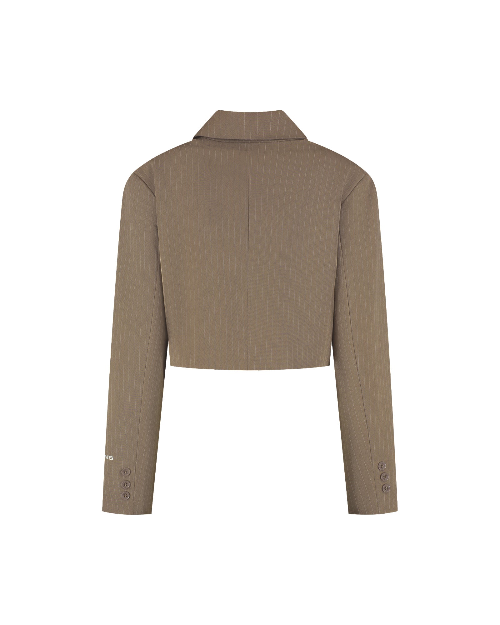 Malelions Women Cropped Pinstripe Blazer | Sand