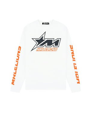 Malelions Men Motocross Longsleeve T-Shirt | White