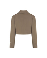 Malelions Women Cropped Pinstripe Blazer | Sand